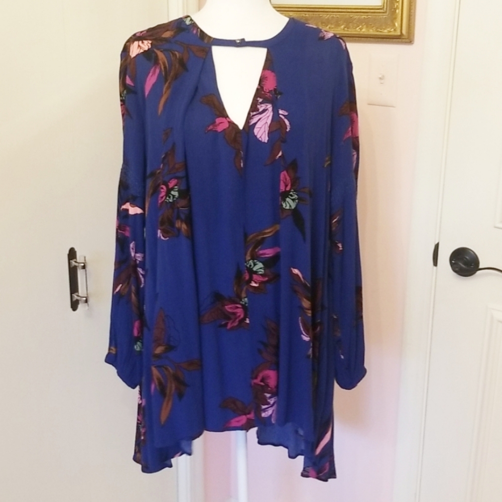 FREE PEOPLE crepe blue dress